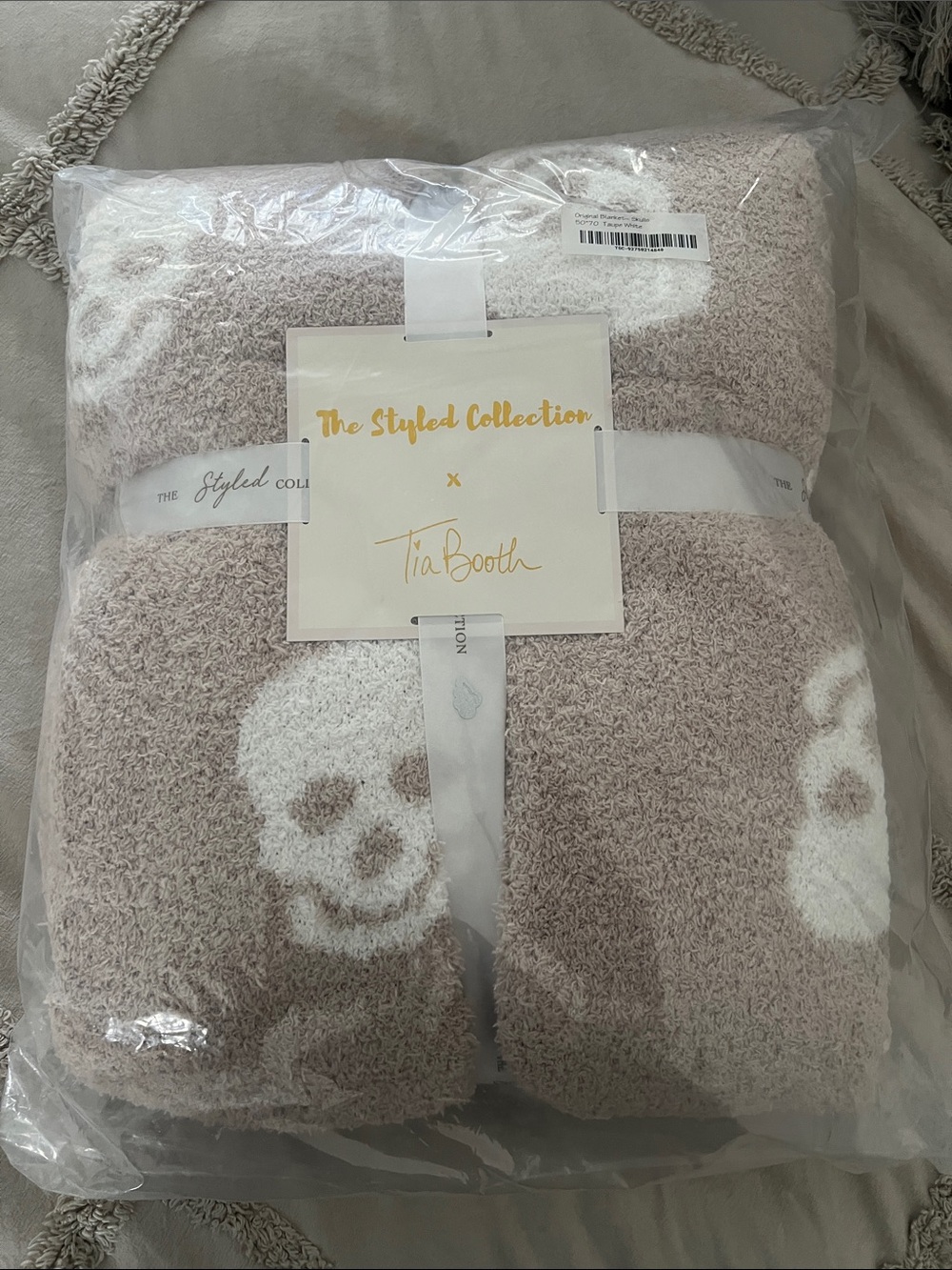 Taupe Skull Plush Accent Pillow Cover